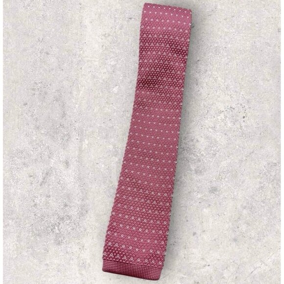 HARRISON BLAKE Polyester Knit Tie Pink Geometric W:2.1" EUC - Picture 1 of 5